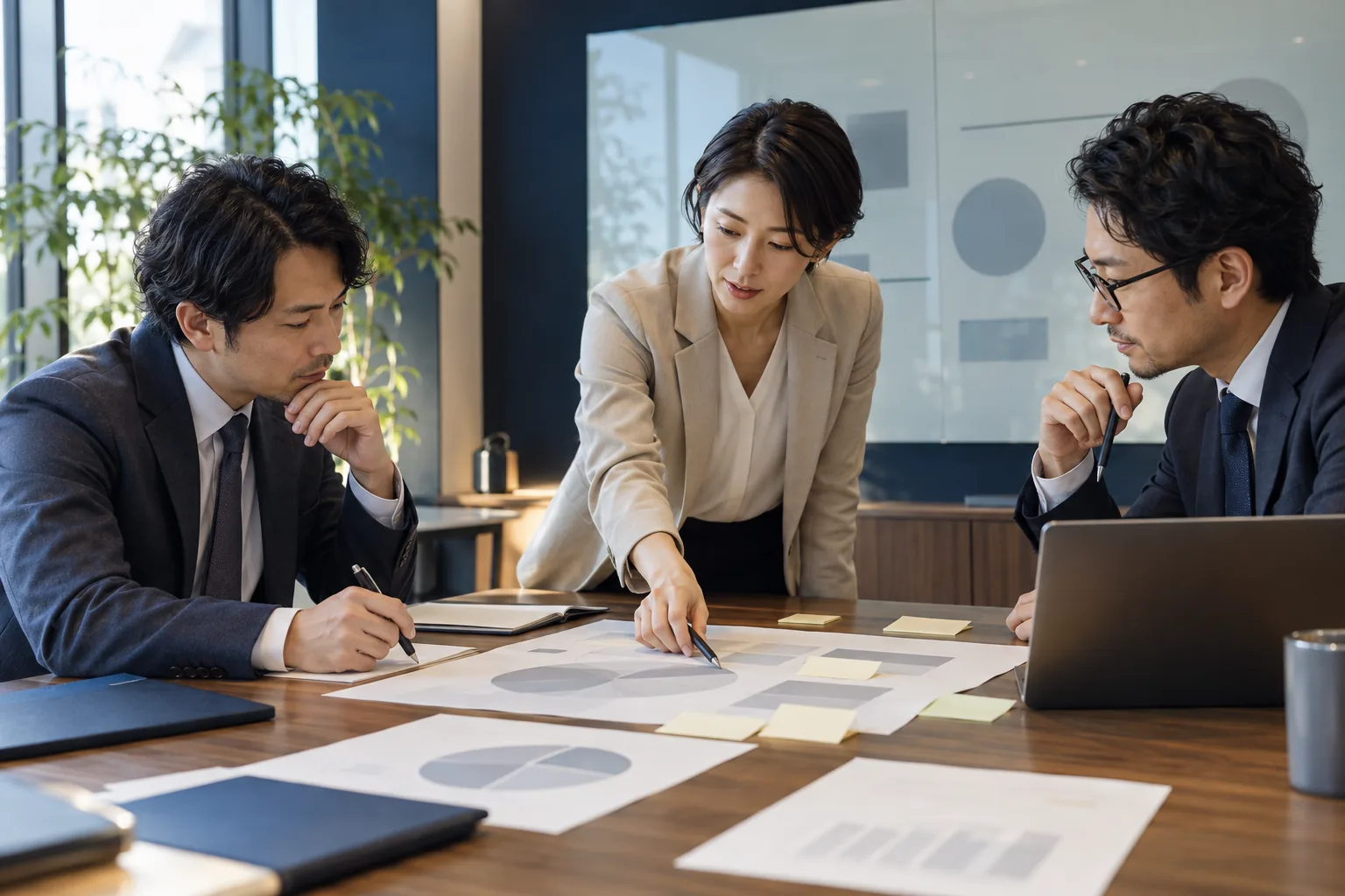 チームで事業計画を整理する様子