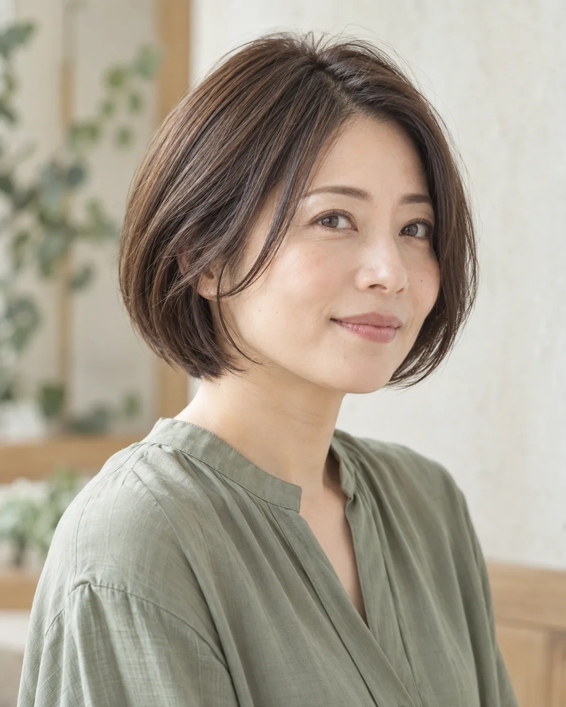 顔まわりが自然になじむ上品なボブヘア