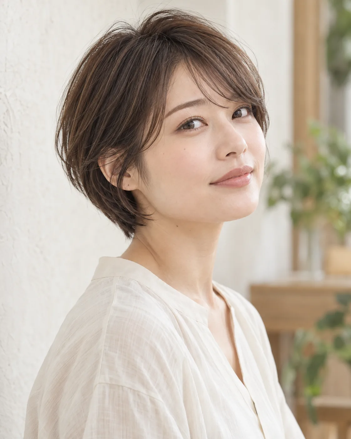 柔らかな丸みのある大人のショートヘア